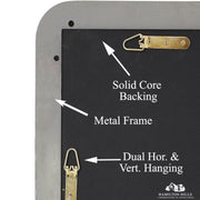 Hamilton Hills Polished Metal Wall Mirror, Contemporary Silver Stainless Steel Frame, 24 in x 36 in, Rectangular with Rounded Corners and Beveled Edges