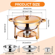 HUSGW 4 Pack 5QT Round Stainless Steel Chafing Dish Set, Rose Gold, Buffet Warmer for Home Parties and Catering Events