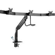 Tripp Lite Safe-IT Precision-Placement Triple Monitor Desk Mount, Aluminum Clamp, Adjustable Height, USB 3.2 Ports, VESA Compatible, Black, DMPDT1732AM