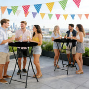 WASUHE 32in Folding Cocktail Table, Round Plastic Bar Height, Thick Table Top, Black, 400lb Capacity