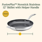 Cuisinart FusionPlus Stainless Steel 12-Inch Skillet with PFAS-Free PURELYSEAR Ceramic Nonstick, ArmorGuard Scratch-Resistant Interior, Cool Grip Handles, Oven and Dishwasher Safe, FPS22-30H