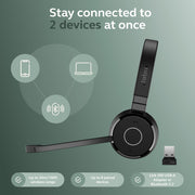 Jabra Evolve 65 TE Wireless Bluetooth Headset, Dual-Ear, Noise-Canceling Mic, 16 Hr Talk Time, Microsoft Teams Certified, Black