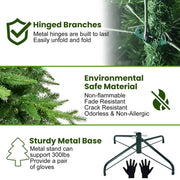 Bringstar HD60T-779T-300L 6' Hinged Artificial Trees 779 Premium PVC Branches, 300 Lights, Green-Prelit