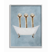 Stupell Industries Three Ostriches in a Bathtub Framed Giclee Wall Art, Gray Ebony Woodgrain Frame, 11 x 14 Inch, Modern Decor