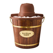 Nostalgia Electric Ice Cream Maker, Parlor Style, 6 Quart Capacity, White and Dark Brown, Automatic Motor NPICM6BR6A