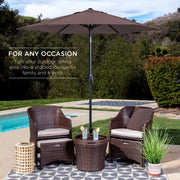 Best Choice Products Outdoor Patio Umbrella, 7.5ft Heavy-Duty Steel Frame, Weather-Resistant Polyester Canopy, Push Button Tilt, Easy Crank, Deep Taupe, SKY7444