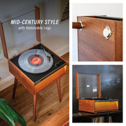 Crosley Dean 3-Speed Bluetooth Turntable with Built-in Speakers, LED Lights, Removable Tapered Legs, Natural Wood