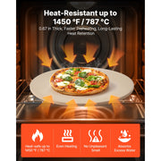 KFFKFF 16-Inch Round Cordierite Pizza Stone with Rack Stand, Heat-Resistant up to 1450F, 0.67-Inch Thick VV40615R
