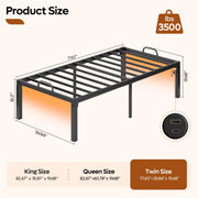 Pinmoco Twin Metal Platform Bed Frame with 16.5