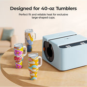 HTVRONT A200 Auto Tumbler Heat Press Machine, Full-Cup Transfer, Adjustable Pressure up to 155 lb, 4 Memory Modes, Blue