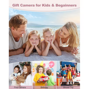 Facvoer Digital Camera, FHD 1080P Camera, Digital Point and Shoot Camera with 16X Zoom Anti Shake, Compact Small Camera for Boys Girls Kids, Pink