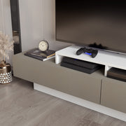 Decorotika LNA71TSB05 Lusi 71 Modern Wide Rectangle TV Stand, Wood, Melamine Veneer, White & Coffee