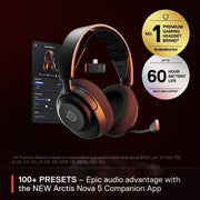 SteelSeries 61670 Arctis Nova 5 Wireless Gaming Headset for PC, PS5, and PS4 - Black