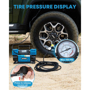 Kohree 12V Dual Cylinder Tire Inflator, Heavy Duty Air Compressor, 150 PSI, 12.35 ft/Min, Metal Shell, Portable for Offroad Truck RV 4x4 Vehicles, KR4133-WR