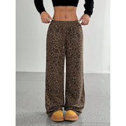 Panan Women's Autumn Camo Striped Grid Leopard Print Wide Leg Pants, S, Leopard-1 - Machine Washable