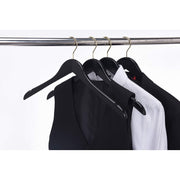 Quality Hangers Semi Curved Wooden Suit Hangers, Black Finish, Gold Swivel Hook, 10-Pack