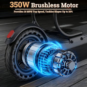 Joyhis Adult Electric Scooter, 350W Brushless Motor, 8.5 in Anti-Skid Solid Tires, 19 MPH Speed, 21-Mile Range, Dual Braking System, App Control, Foldable Design, J078L