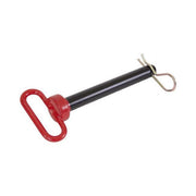 Koch Industries Steel Hitch Pin, Forged Heat-Treated Steel, Red Vinyl Coated Handle, 1.25 in Diameter, 8.5 in Length, Powder-Coated Black Finish, 4011823