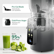 Canoly C50 Smart Cold Press Juicer, 4-in-1 Multi-Function, 7.1 in XL Feed Chute, Touchscreen and Bluetooth Control, Black
