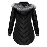 ActionHeat AH-LPJKT-5V-W-B-XS 5V Heated Long Puffer Jacket with Hood for Ladies, Black Small