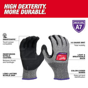 Milwaukee 48-73-7010 Cut Level 7 High-Dexterity Nitrile Dipped Gloves