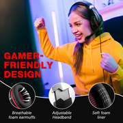 Hexamurby G9000Pro Wired Gaming Headset, Noise Canceling Mic, 40mm Neodymium Drivers, Surround Sound, Adjustable Headband, Red