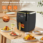 Bluebow Air Fryer Large 8.5 QT, Black, 8 in 1 Touch Screen, Visible Window, 1750W