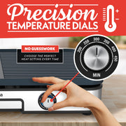 Gourmia 28 Inch Ceramic Nonstick Electric Griddle and Grill Combo, Dual Zone Temperature Control, Black, GEG1430