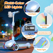 SIMATE Kids Electric Scooter with 3 Adjustable Handlebar Heights, LED Light-Up Wheels, LCD Screen, Thumb Accelerator, 5 mph Speed, Blue, D3