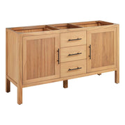 60x21x34 Vanity 2 - Mindi wood - 2 doors w/soft close hinges - 3 drawers w/soft close undermount drawer slides - 2 adjustable shelves - Black handle - Natural Finish
