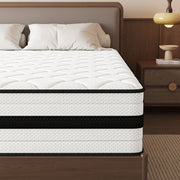 SEEUO King Size Hybrid Mattress, 12 Inch, Medium Firm, Gel-Infused Memory Foam with Individually Wrapped Pocket Springs, Breathable 3D Knitted Cover