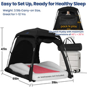Knocloc Blackout Sleep Tent for Toddler Travel Bed, Kids Air Mattress & Cot, CPC Certified Baby Sleep Pod with Fan Pouch, Breathable, Portable, Easy Setup