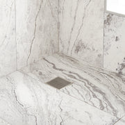 6 PATTERNED SQUARE SHOWER DRAIN - POLISHED STAINLESS STEEL