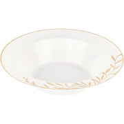 PLASTICPRO 124329 Elegant Plastic Dinner Plates White & Gold Contemporary Plastic Silverware, 128 Pack