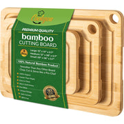 Cookgen CGXCB105 Premium Extra-Thick Bamboo Chopping Boards Set of 3 with Juice Groove and Handles, 38x25cm