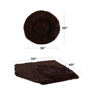 Best Friends by Sheri Donut Shag Pet Bed and Blanket Set, Orthopedic Support, Dark Chocolate, Large 36x36x9 in, 5033