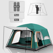 Mapskey 4 Person Camping Tent, Family Cabin Design, Mesh Door, Ventilation Windows, Green