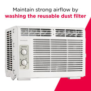 Frigidaire 5,000 BTU Window Air Conditioner, White, Dial Controls, Adjustable Vents, Washable Dust Filter, FFRA051WBE