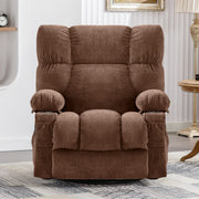 JONPONY Massage Swivel Rocker Recliner Chair with Heated Vibration Massage, Ergonomic Lumbar Support, USB Charge Port, 2 Cup Holders, Side Pocket, Brown