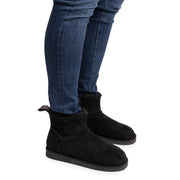 MUK LUKS Women's Truvie Faux Suede Cozy Ankle Bootie, Black, 9