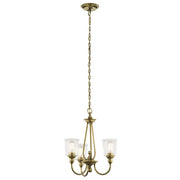 Kichler Waverly 3 Light Chandelier, Natural Brass Finish, Clear Seeded Glass Shades, 22 in Wide, 1 Tier, 43945NBR