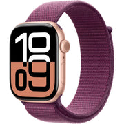 Apple Watch Gen 10 Series 10 Cell 46mm Rose Gold Aluminum - Plum Sport Loop MWY83LW/A