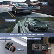 Auoshi ZD59 3 Channel 4K/2.5K & 1080P Dual Dash Cam W/Wi-Fi GPS & 64GB SD Card