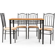 Costway HW52163 5-Piece Dining Set Wood Metal Table and 4 Chairs