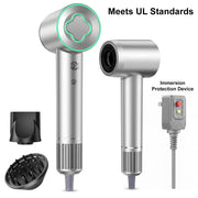 Purevigil High-Speed Ionic Hair Dryer, 1500W, 150000 RPM Brushless Motor, 500M Negative Ions, Quiet Under 51 dB, Intelligent Temperature Control, Gray, V ZCY883-7