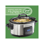 Hamilton Beach Stay or Go Programmable Slow Cooker, 6 Quart, Stainless Steel, 33561