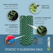Klymit Static V Sleeping Pad, One Size, Green - Lightweight