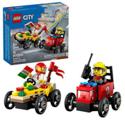 LEGO 60458 City Pizza vs. Fire Truck Race Car Pack Toy - Building Toy for Kids, Boys and Girls, Ages 5+