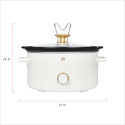 Beautiful 8 Qt Manual Slow Cooker, Removable Ceramic Pot, 3 Heat Settings, Steel Lid Holder, White Icing, 19973