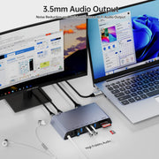 BENFEI DisplayLink 12-in-1 USB 3.0 Docking Station, Dual HDMI 2560x1440 Output, 6 USB Ports, SD/TF Card Reader, Gigabit Ethernet, 3.5mm Headphone Jack, Gray